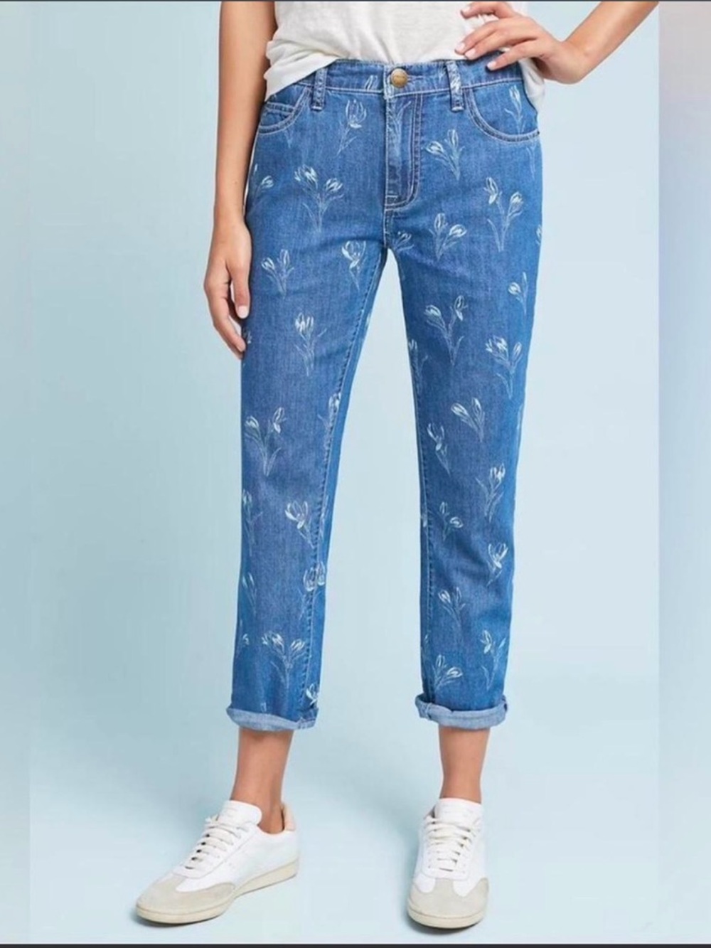 Current/Elliott The Fling Floral Print Relaxed Straight Mid Rise Jeans Womens 26